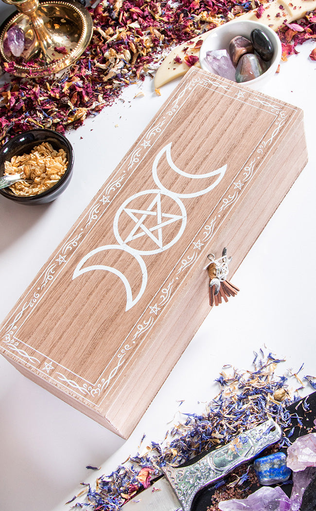 Wicca Triple Moon Wicca Trinket Box Witchy Gothic Homewares & Gifts