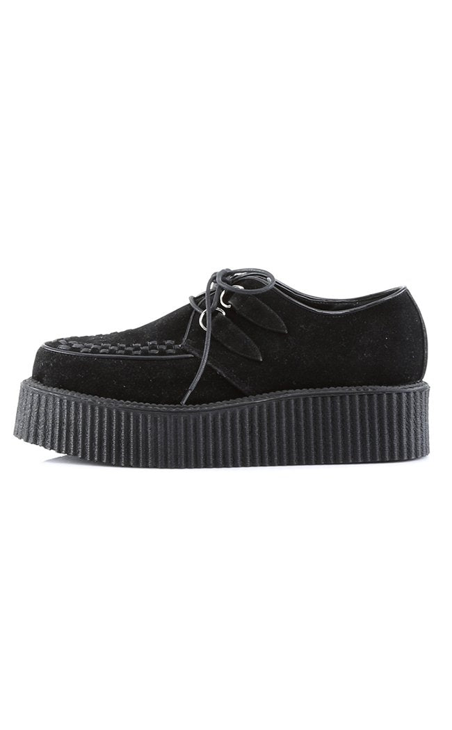 V-CREEPER-502S Blk Vegan Suede Creepers-Demonia-Tragic Beautiful