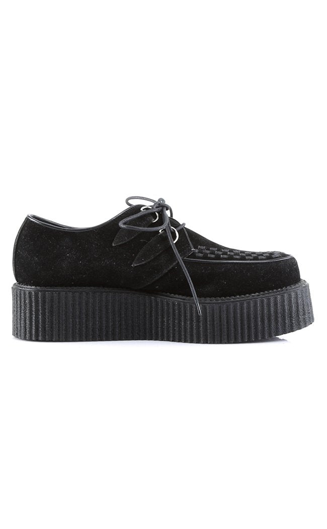 V-CREEPER-502S Blk Vegan Suede Creepers-Demonia-Tragic Beautiful