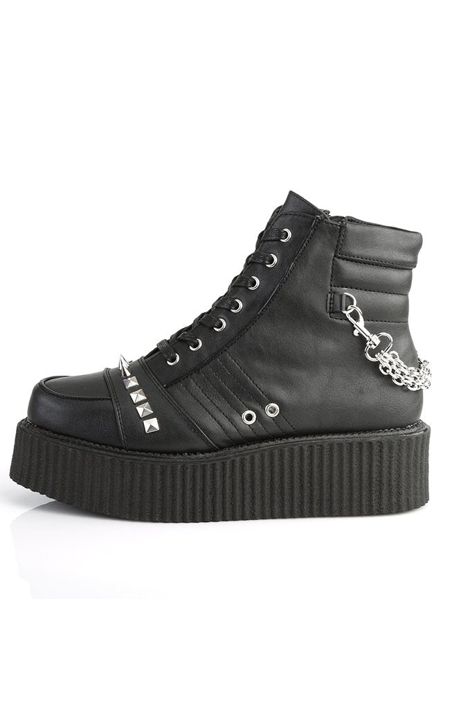 V-CREEPER-565 Black Vegan Leather Ankle Boots-Demonia-Tragic Beautiful