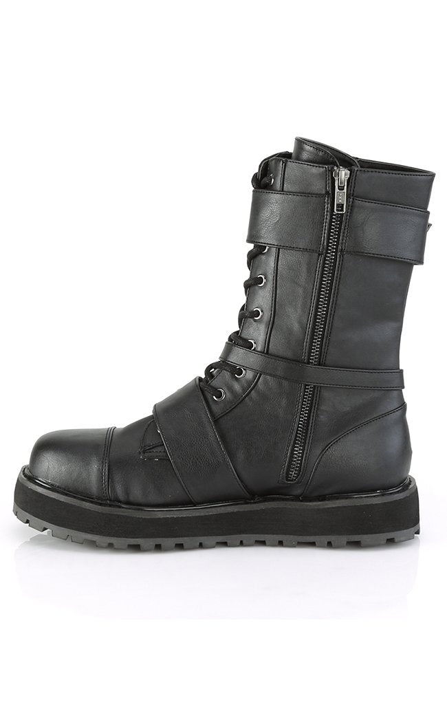 VALOR-220 Black Vegan Leather Mid-Calf Boots-Demonia-Tragic Beautiful