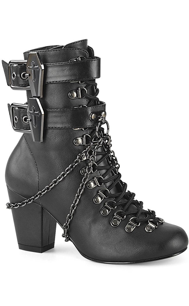 VIVIKA-128 Black Vegan Ankle Boots-Demonia-Tragic Beautiful