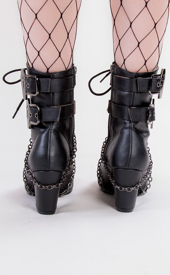 VIVIKA-128 Black Vegan Ankle Boots-Demonia-Tragic Beautiful