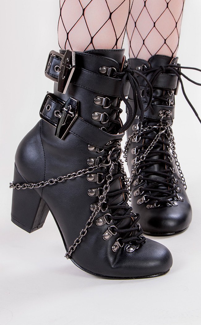 VIVIKA-128 Black Vegan Ankle Boots-Demonia-Tragic Beautiful