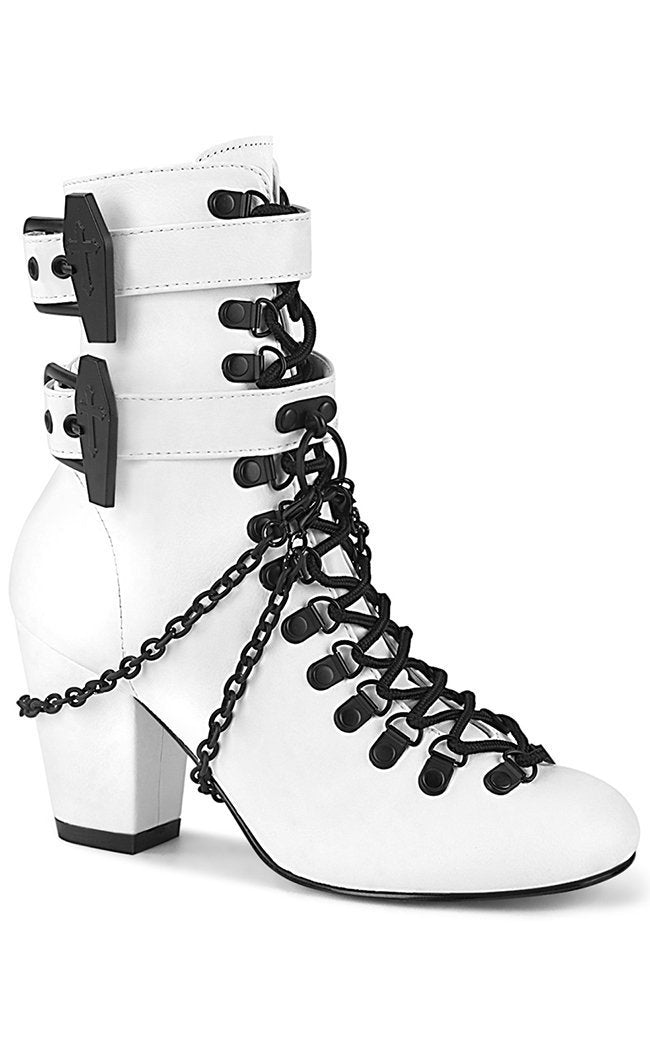 VIVIKA-128 White Vegan Ankle Boots-Demonia-Tragic Beautiful
