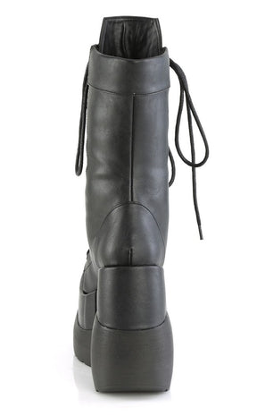 VOID-118 Black Vegan Leather Platform Boots-Demonia-Tragic Beautiful