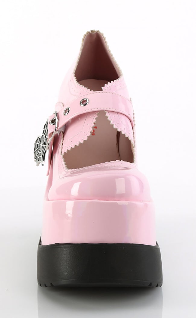 VOID-38 Baby Pink Holo Mary Jane Wedges-Demonia-Tragic Beautiful