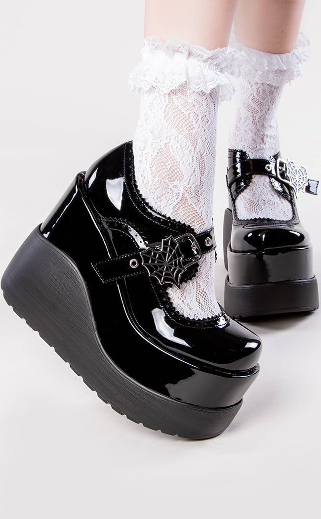 VOID-38 Black Patent Mary Jane Wedges-Demonia-Tragic Beautiful