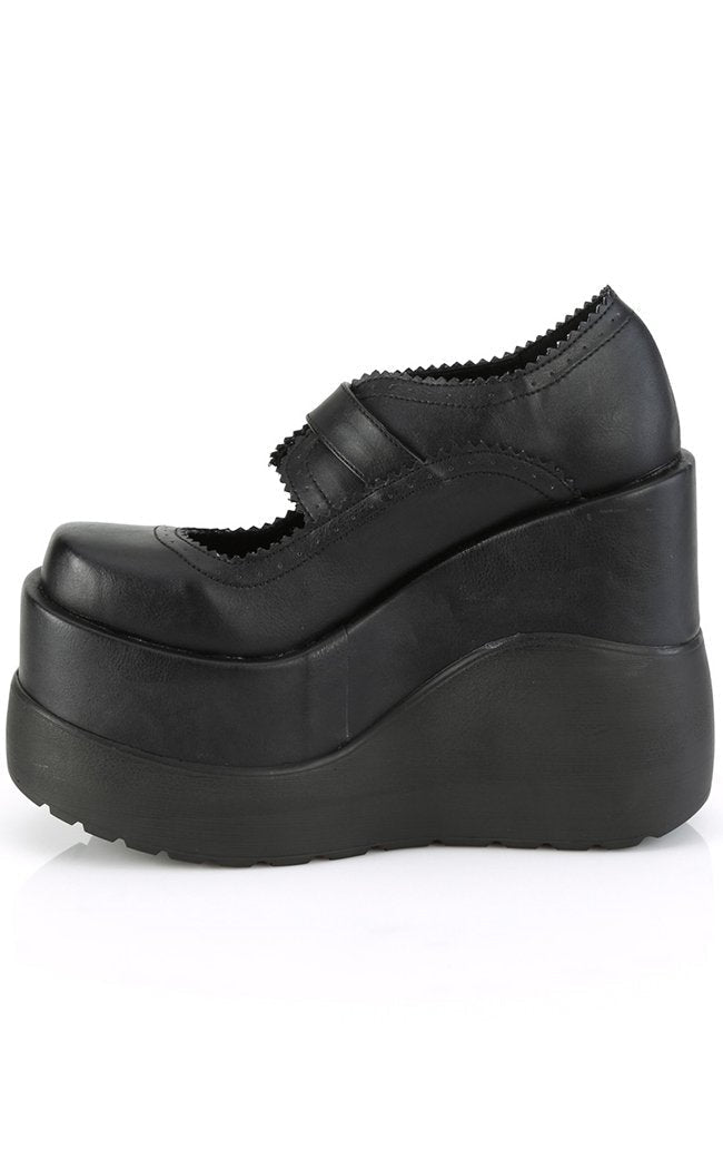 VOID-38 Matte Black Mary Jane Wedges-Demonia-Tragic Beautiful