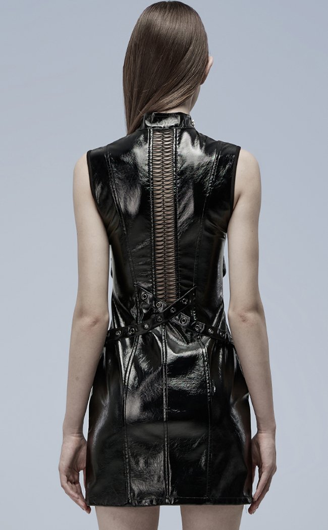 Vertebrae Faux Leather Dress-Punk Rave-Tragic Beautiful