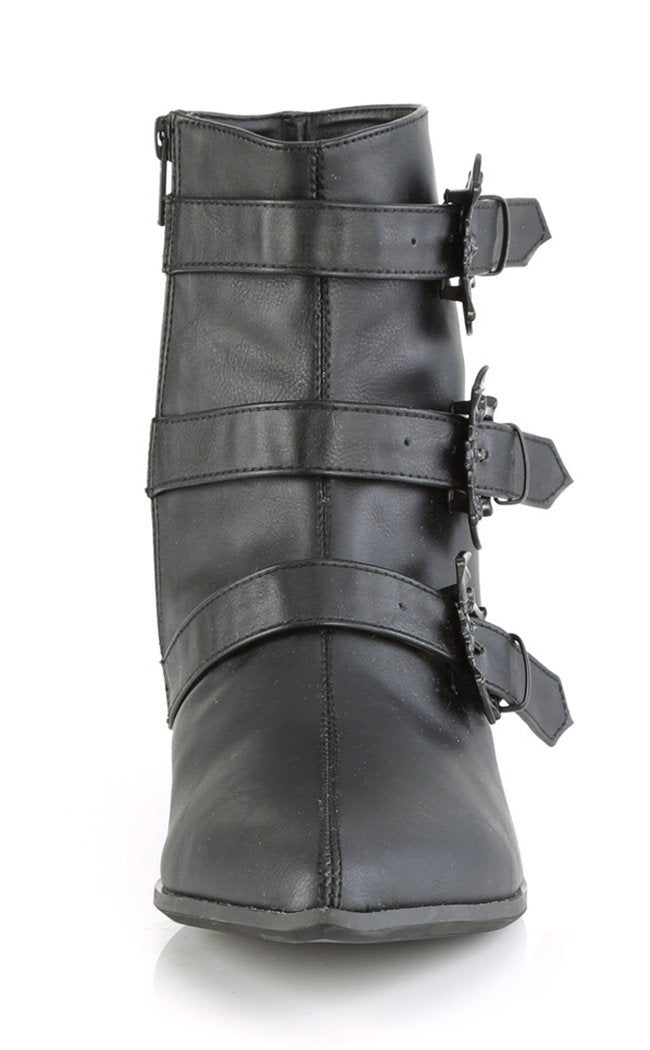 WARLOCK-50-B Black Vegan Winklepicker Bat Boots-Demonia-Tragic Beautiful