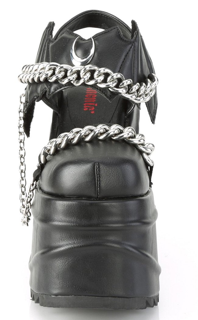 WAVE-20 Batty Chain Sandals | Black Matte-Demonia-Tragic Beautiful