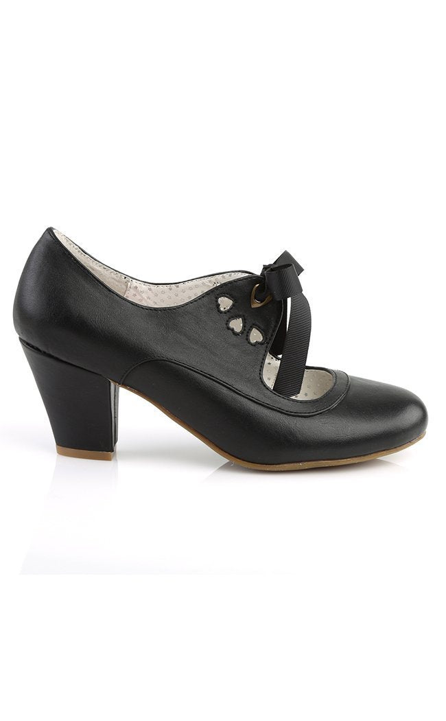 WIGGLE-32 Blk Faux Leather Heels-Pin Up Couture-Tragic Beautiful