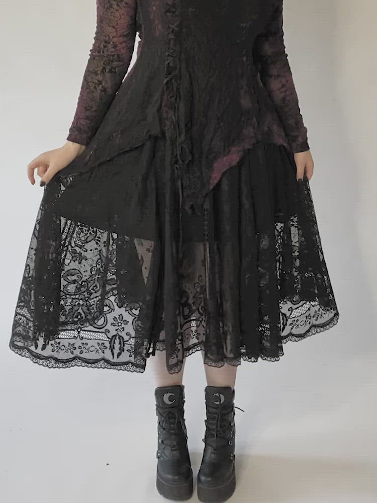 Lace Long Black Gothic Skirt Goth Outfits Gothic Skirts Plus Size