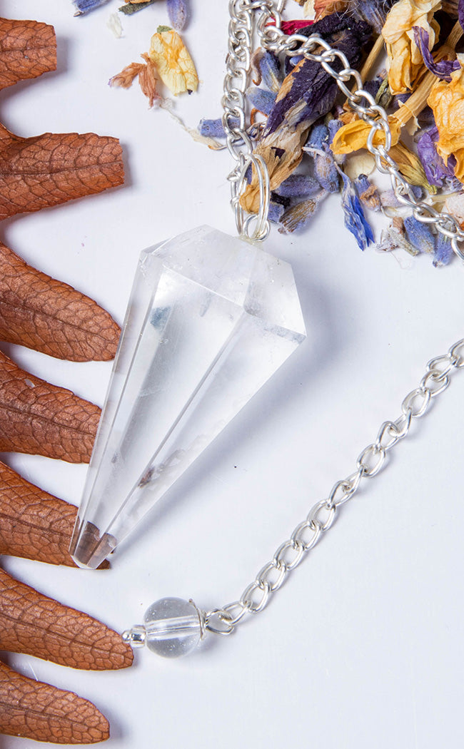 Faceted Pendulum | Clear Quartz-Crystals-Tragic Beautiful