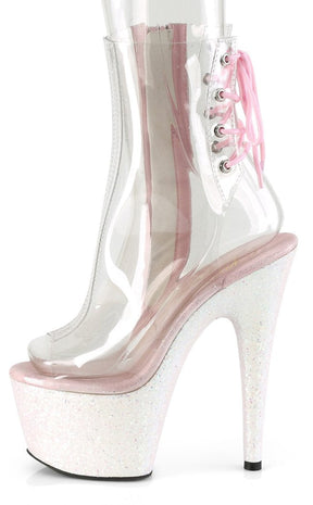 ADORE-1018C Clear/Opal Multi Glitter Ankle Boots-Pleaser-Tragic Beautiful