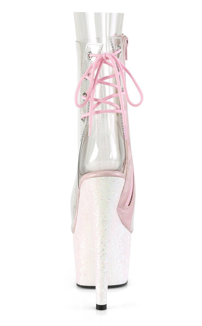 ADORE-1018C Clear/Opal Multi Glitter Ankle Boots-Pleaser-Tragic Beautiful