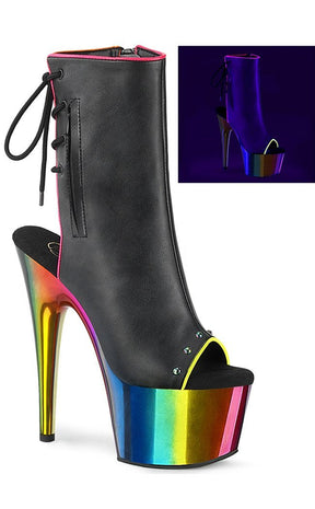 ADORE-1018RC-02 Black Matte/Rainbow Chrome Ankle Boots-Pleaser-Tragic Beautiful