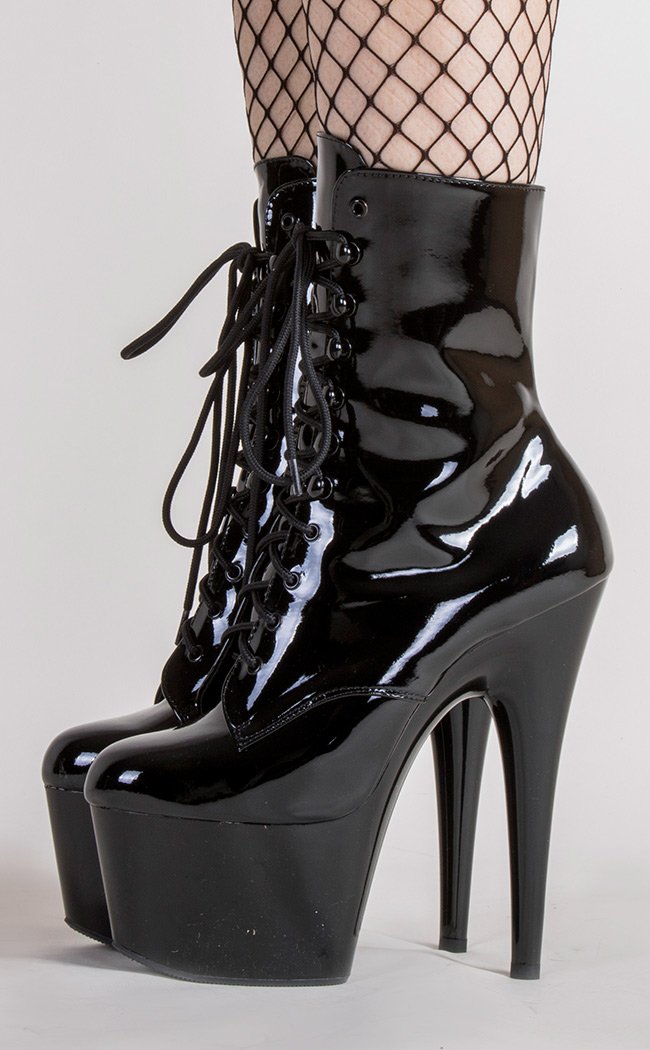 ADORE-1020 Black Patent Ankle Boots-Pleaser-Tragic Beautiful