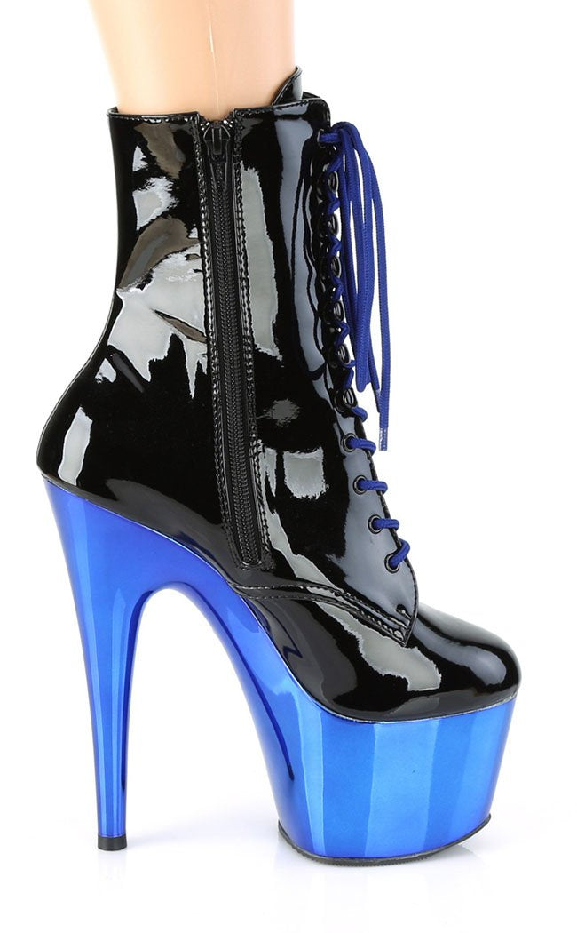 ADORE-1020 Blue Chrome Black Boots-Pleaser-Tragic Beautiful