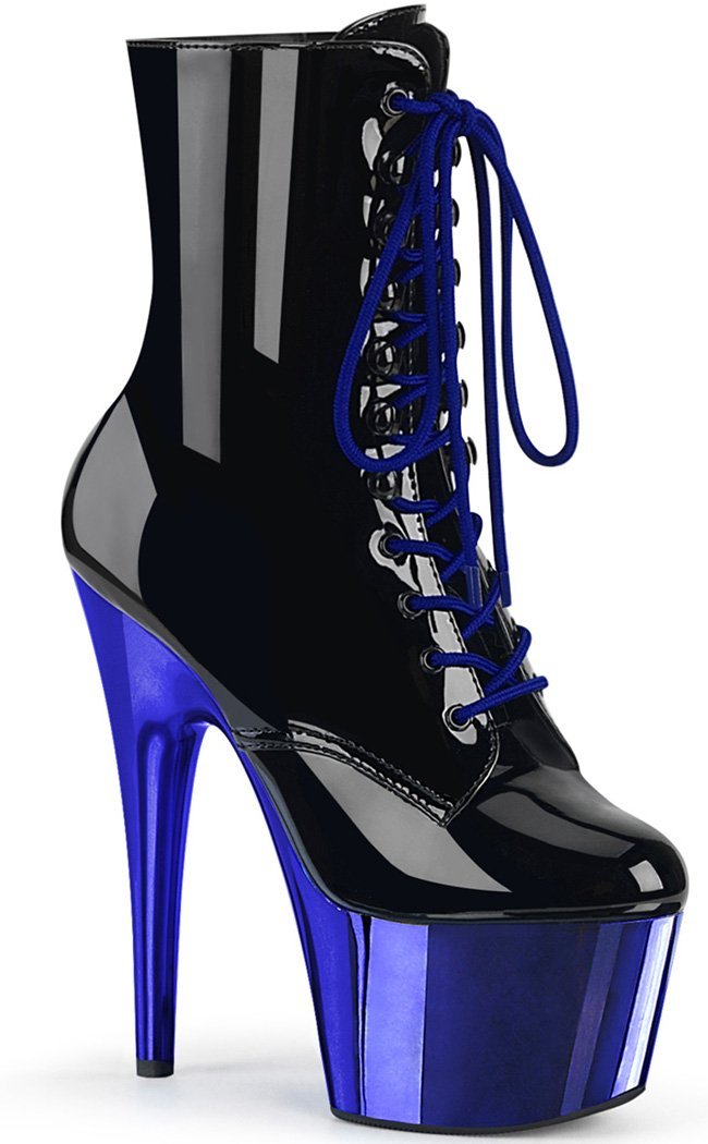 ADORE-1020 Blue Chrome Black Boots-Pleaser-Tragic Beautiful
