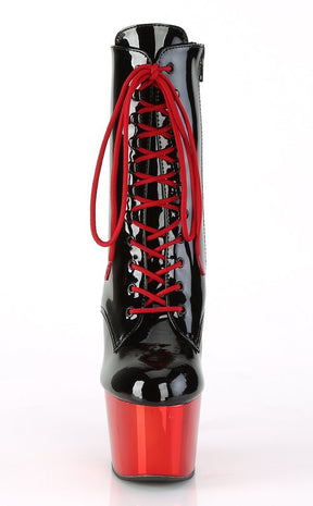 ADORE-1020 Black/Red Chrome Ankle Boots-Pleaser-Tragic Beautiful