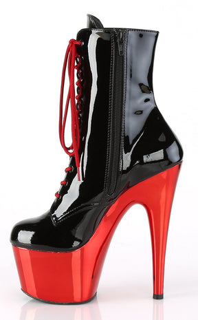 ADORE-1020 Black/Red Chrome Ankle Boots-Pleaser-Tragic Beautiful