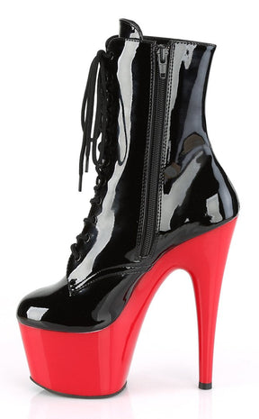 ADORE-1020 Black/Red Patent Ankle Boots-Pleaser-Tragic Beautiful