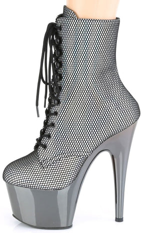 ADORE-1020 Silver & Pewter Holo Fishnet Ankle Boots-Pleaser-Tragic Beautiful