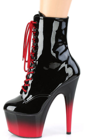 ADORE-1020BR-H Black/Red Patent Ombre Boots-Pleaser-Tragic Beautiful