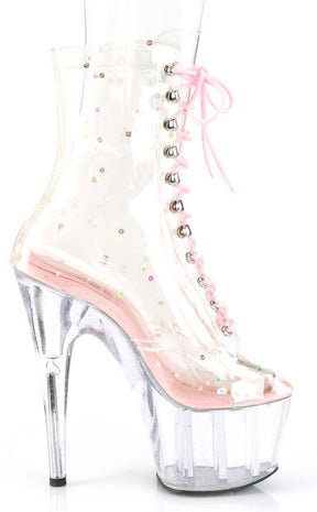 ADORE-1020C-2 Baby Pink/Clear Glitter Platform Ankle Boots-Pleaser-Tragic Beautiful