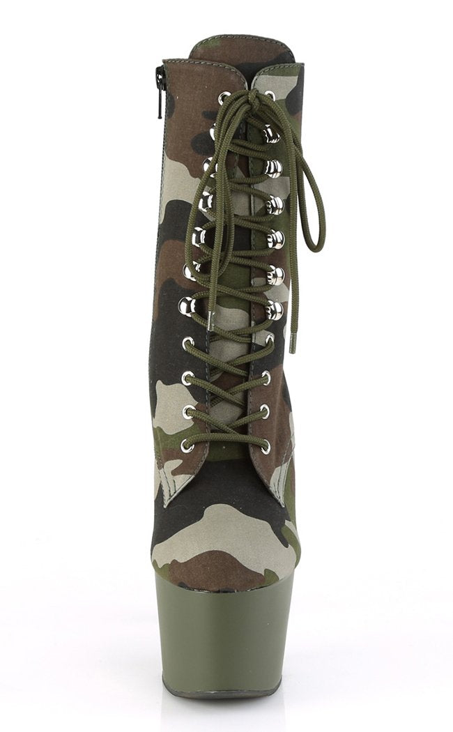 ADORE-1020 Green/Olive Camo Ankle Boots-Pleaser-Tragic Beautiful