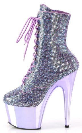 ADORE-1020CHRS Lavender Rhinestone/Pewter Chrome Ankle Boots-Pleaser-Tragic Beautiful