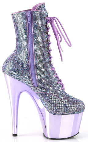 ADORE-1020CHRS Lavender Rhinestone/Pewter Chrome Ankle Boots-Pleaser-Tragic Beautiful