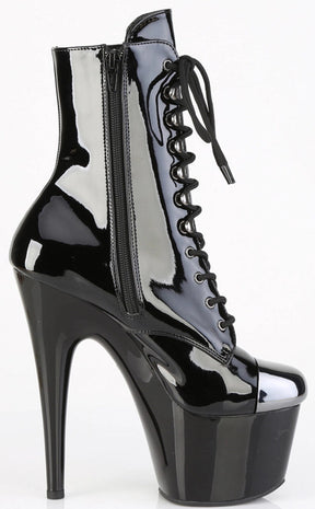 ADORE-1020ESC Black Patent Steel Capped Ankle Boots