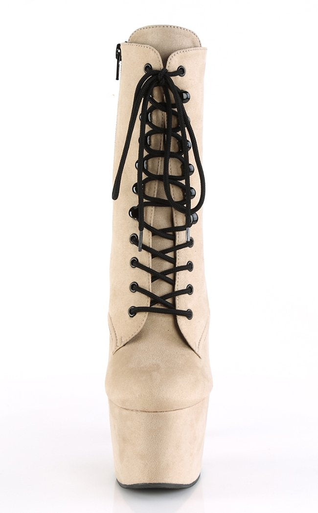 ADORE-1020FS Beige Faux Suede Ankle Boots-Pleaser-Tragic Beautiful