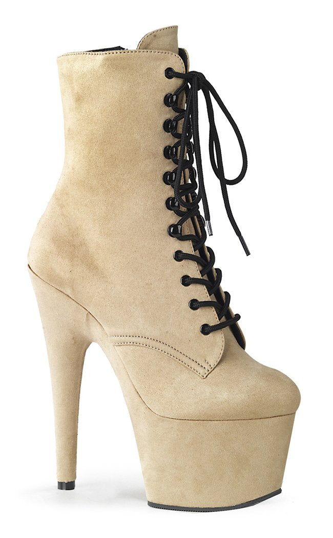 ADORE-1020FS Beige Faux Suede Ankle Boots-Pleaser-Tragic Beautiful