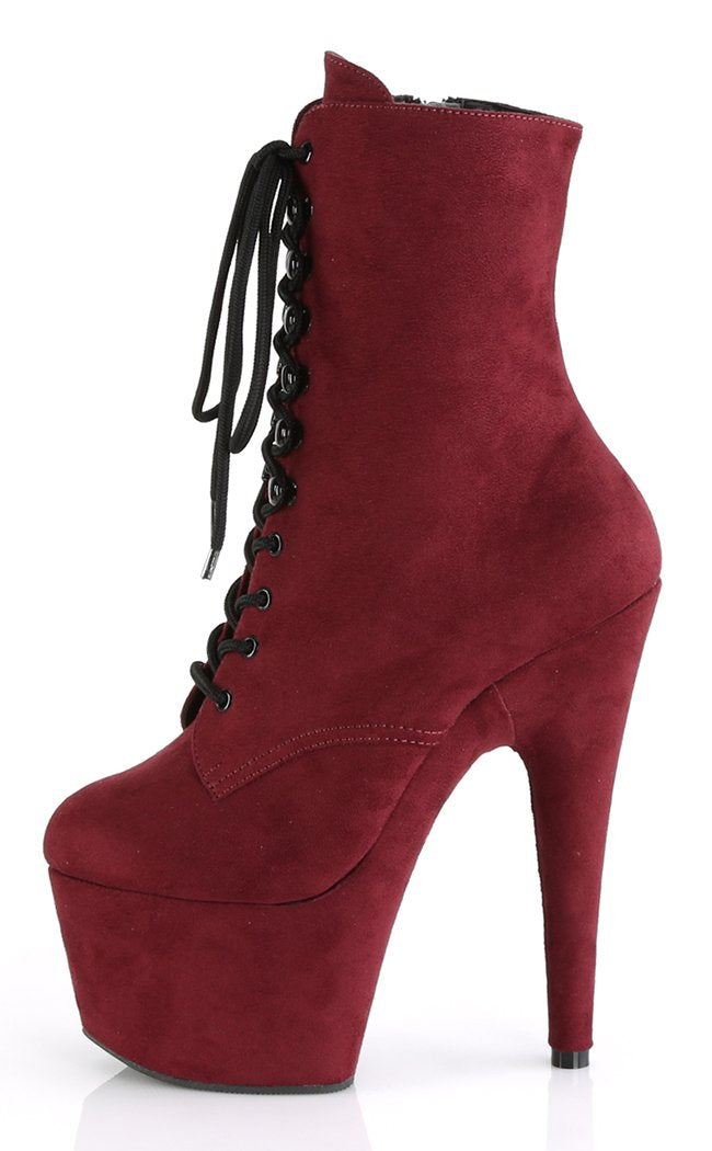 ADORE-1020FS Burgundy Faux Suede Ankle Boots-Pleaser-Tragic Beautiful