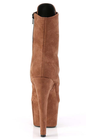 ADORE-1020FS Camel Faux Suede Ankle Boots-Pleaser-Tragic Beautiful