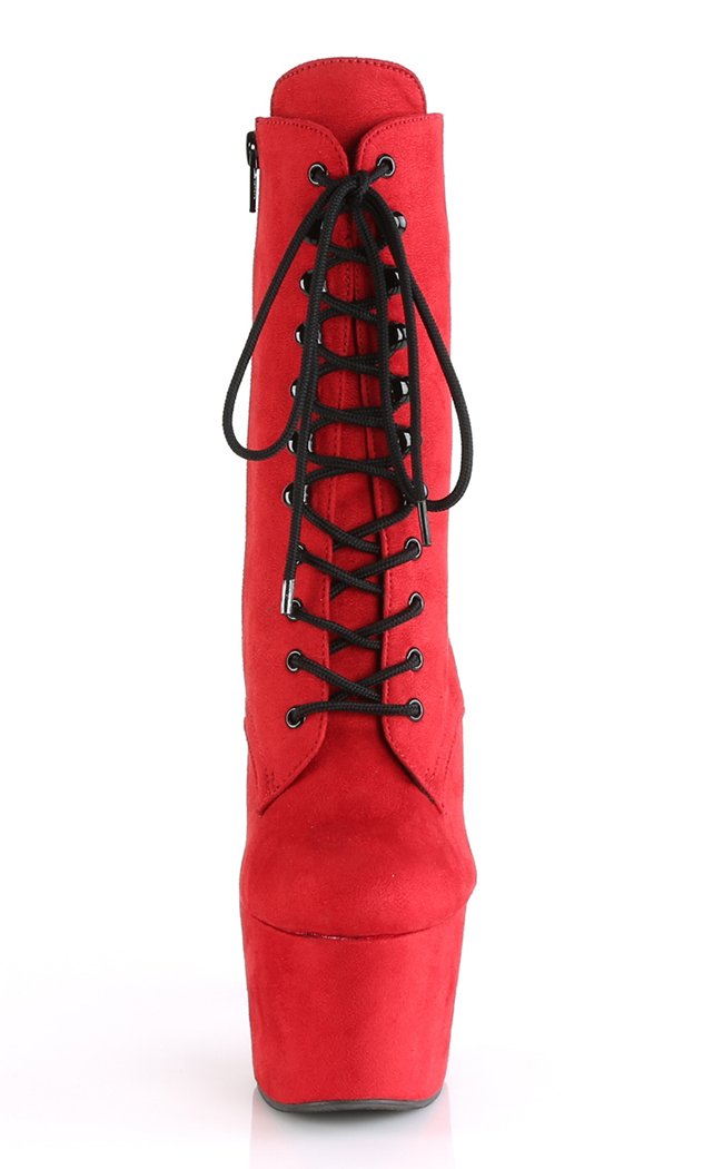 ADORE-1020FS Red Faux Suede Ankle Boots-Pleaser-Tragic Beautiful