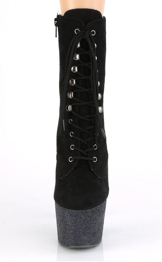 ADORE-1020FSMG Black Faux Suede Multi Glitter Boots-Pleaser-Tragic Beautiful