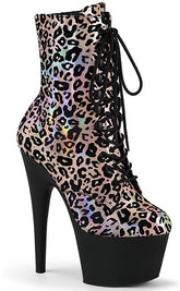 ADORE-1020LP Light Pink Metallic Leopard Ankle Boots-Pleaser-Tragic Beautiful