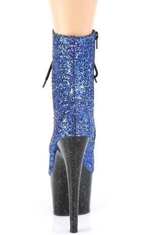 ADORE-1020MG Blue Multi Glitter/Black Boots-Pleaser-Tragic Beautiful