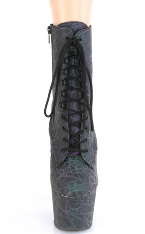ADORE-1020REFL Green & Purple Reflective Web Ankle Boots-Pleaser-Tragic Beautiful