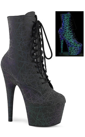 ADORE-1020REFL Green & Purple Reflective Web Ankle Boots-Pleaser-Tragic Beautiful