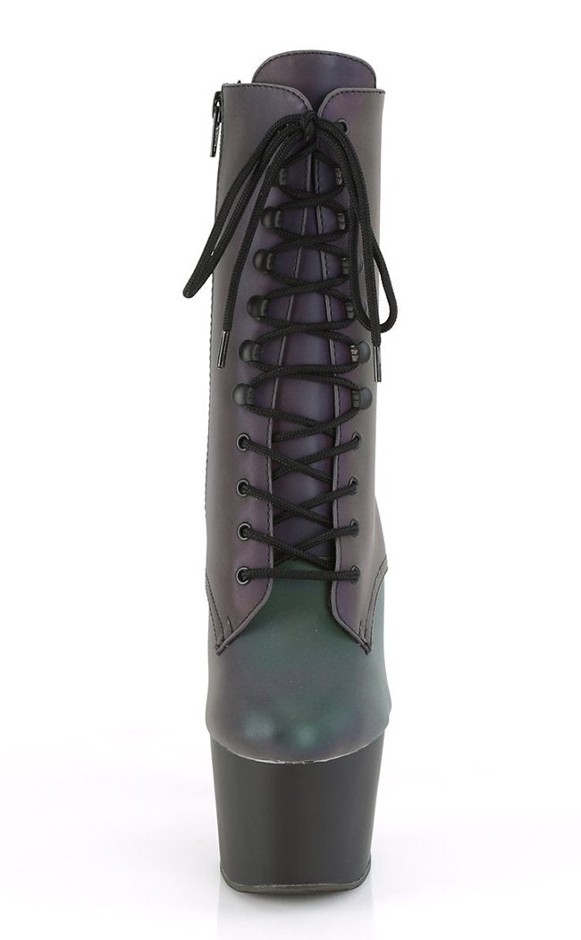 ADORE-1020REFL Green Multi Reflective Ankle Boots-Pleaser-Tragic Beautiful