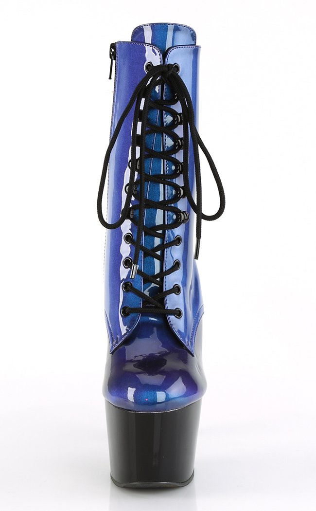 ADORE-1020SHG Blue/Purple Hologram Ankle Boots-Pleaser-Tragic Beautiful