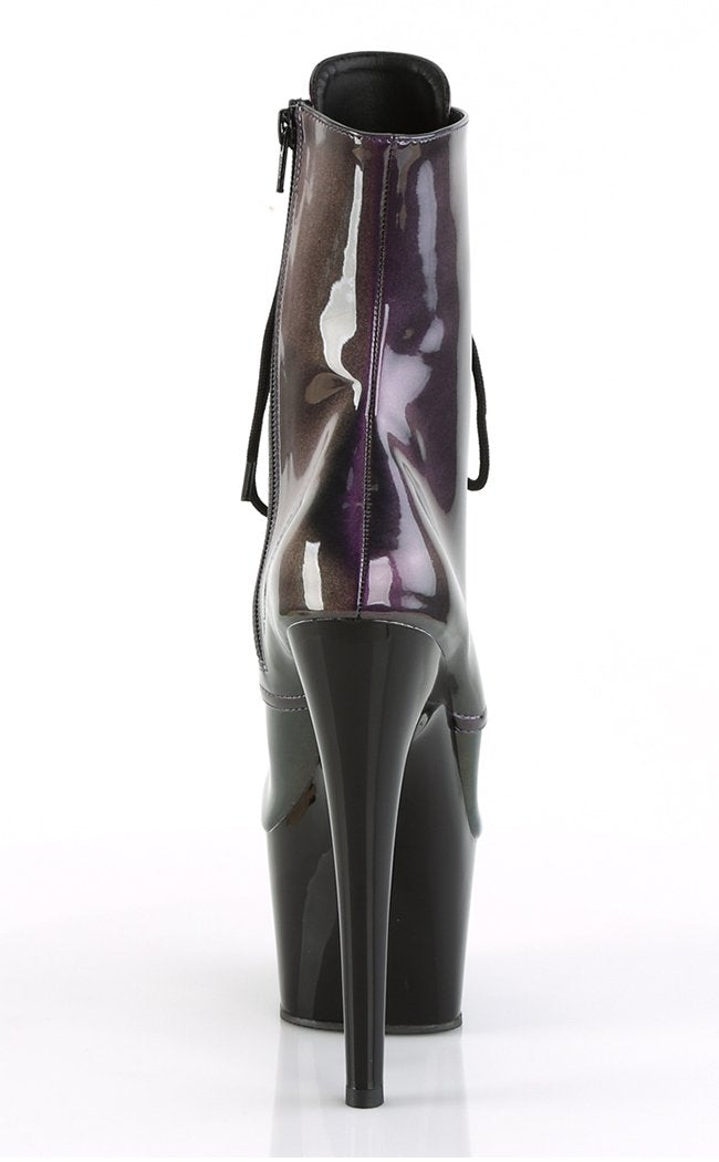 ADORE-1020SHG Purple/Olive Hologram Ankle Boots-Pleaser-Tragic Beautiful