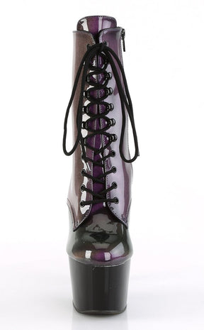 ADORE-1020SHG Purple/Olive Hologram Ankle Boots-Pleaser-Tragic Beautiful