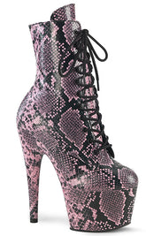 ADORE-1020SPWR Baby Pink Snake Print Ankle Boots-Pleaser-Tragic Beautiful